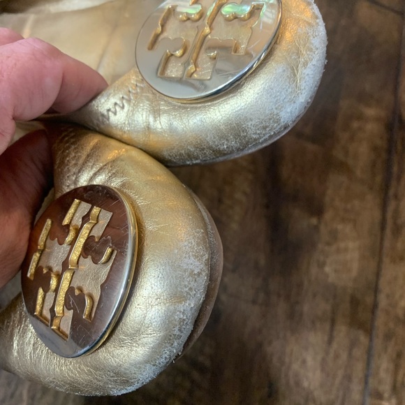 Tory Burch Womens 9 Solid Gold Ballet Flats Rough - Picture 11 of 14
